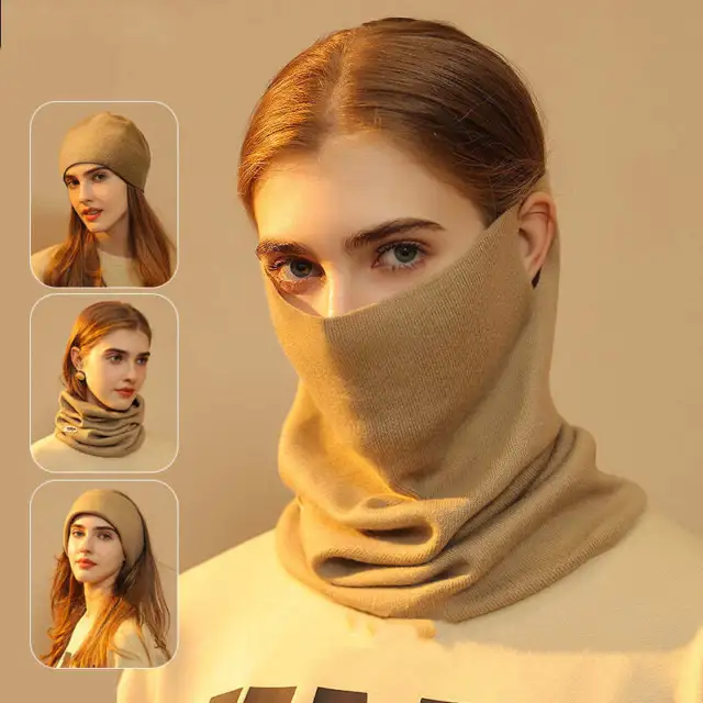 4 In 1 Face Mask Winter Faux Cashmere Scarf Headscarf Ins Fashion Hat