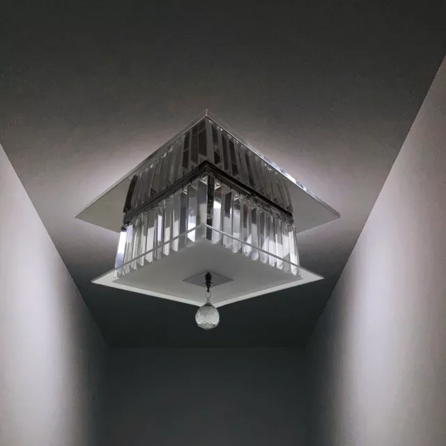 Modern 3 Way Ceiling Light Semi Flush Fitting Brushed Chrome + Glass Home Lounge