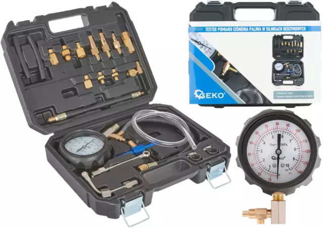 Fuel Pressure Tester Kit 0-140 PSI 10 bar Petrol benzine Injection Gauge Set