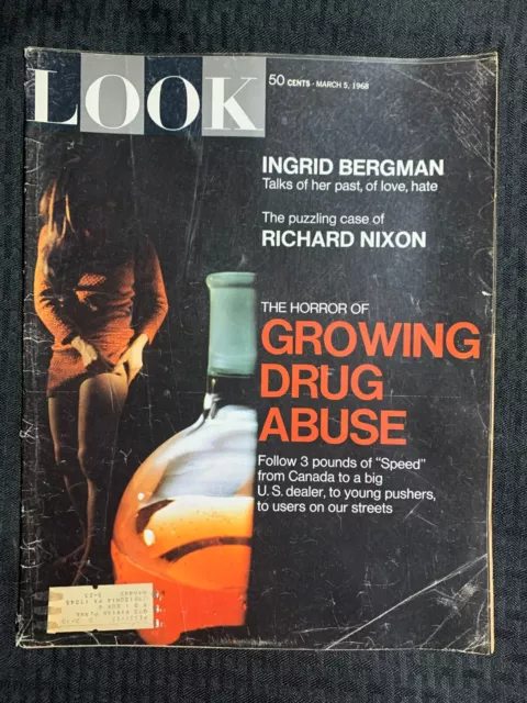 1968 March 5 LOOK Magazine G/VG 3.0 Drug Abuse / Nixon / Ingrid Bergman