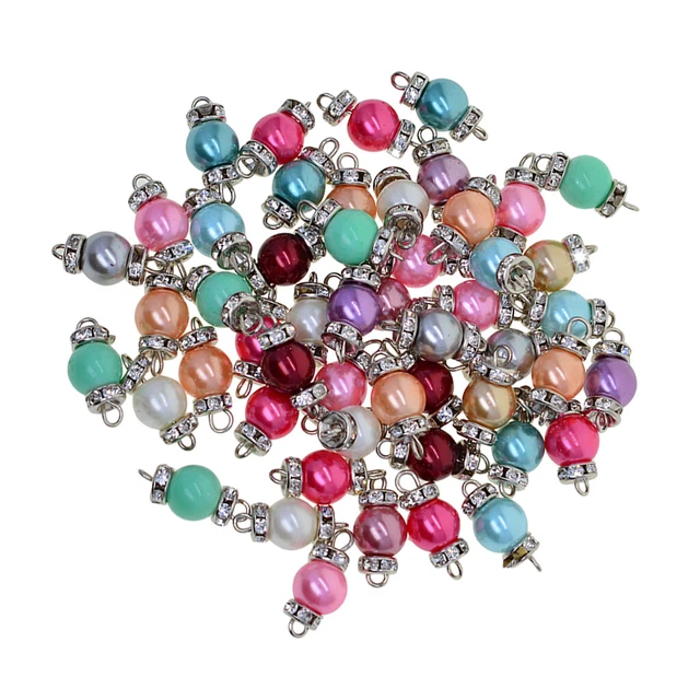50 Stück Glas Perle Strass Perlen baumeln Stecker DIY Schmuck