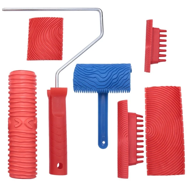 Set di strumenti venatura legno, 6 pz strumento di pittura venatura 7 pollici vernice trama legno W6C9