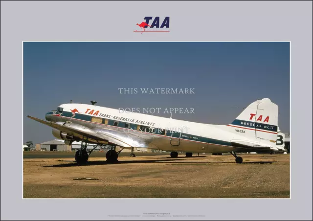 TAA Douglas DC-3 A1 Art Print – TAA logo colour DC3 – 84 x 59 cm Poster