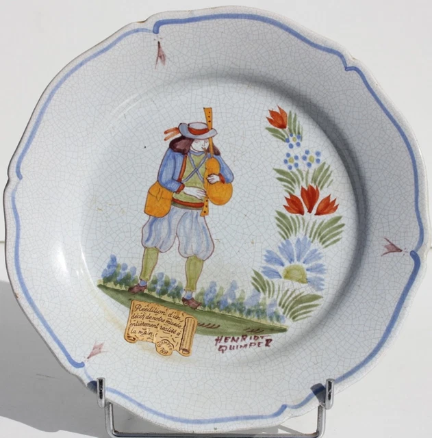 Assiette Ancienne En Faïence De Quimper – HB Locronan – Vintage Bretagne