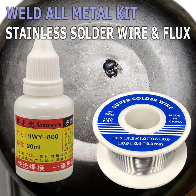 ALUMINUM STAINLESS STEEL Lighter Solder Flux Paste + Wire Soldering
