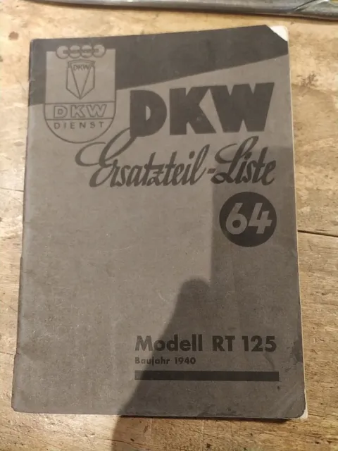 9.5 DKW RT 125 1949 original Ersatzteil - Liste 64  Ersatzteilliste WH WW2