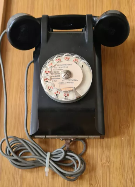Vintage 1960's Bakelite Ericsson French Rotary Wall Mounted Telephone