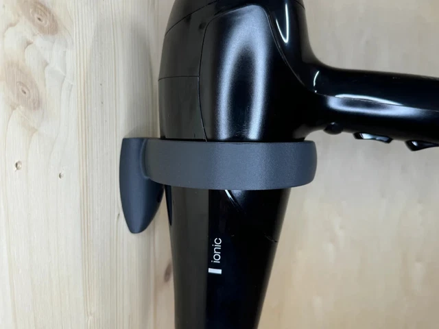 2 Porta Asciugacapelli Da Parete Senza Foratura - Supporto Adesivo Per Phon, Nero, PVC
