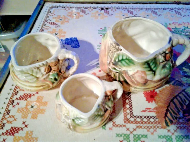 Ceramic Majolica Fruit Pattern Japan Measuring Cups  (3)