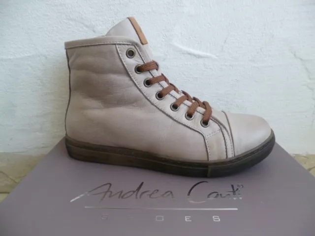 Andrea Conti Stiefel Stiefelette Stiefeletten Boots Schuhe Leder beige 0348841