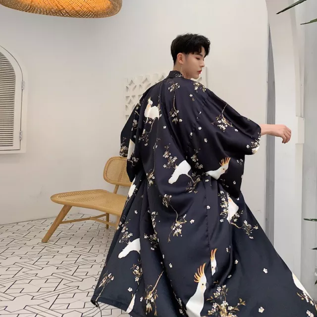Men Kimono Coat Cardigan Long Yukata Jacket Outwear Japanese Haori Jacket Thin