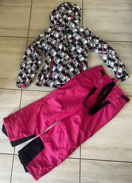 Girls Pink Columbia Jacket & Pants Ski Snow Suit 14/16 Omni-Tech Waterproof