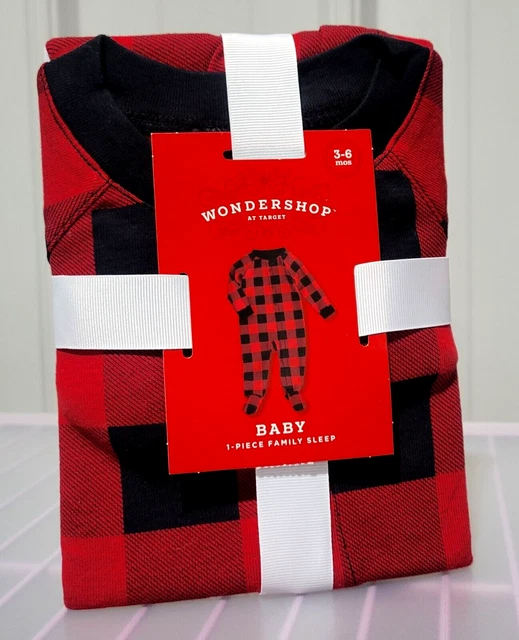 Wondershop Baby 3-6 Months Holiday Buffalo Check 1 Pc Footed Flannel Pajamas