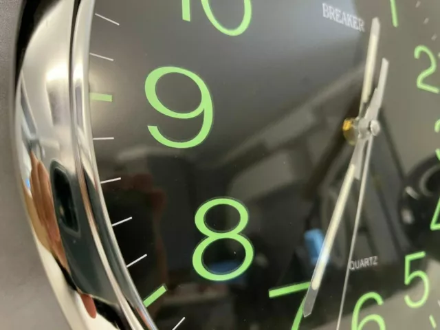 Orologio Tondo Da Parete Casa Ufficio Soggiorno Camera Da Letto Nero Numeri Fluo 2