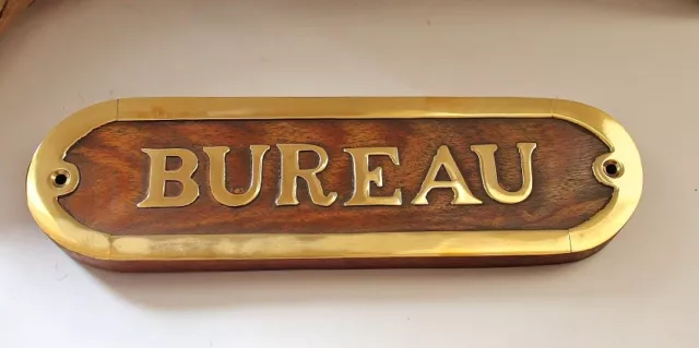 Türschild maritim  "BUREAU " 17,5 x 5 x 1 cm aus  Holz & Messing