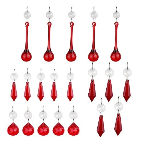 Red Crystal Icicle Pendant Chandelier Ball Prisms Drops Lamp Candle Holders