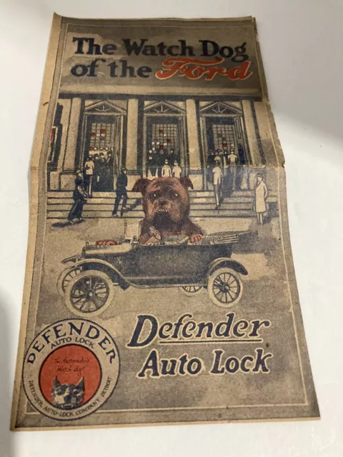 FORD Model T 1920s Defender Auto Lock EMPTY BOX w/ Advertising Insert Paper