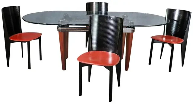 Fine Mid-Century Modern Mixed Materials Italian Calligaris Signed Dining Set