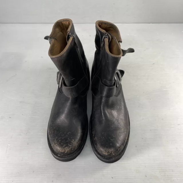 Frye 3470580 Black Veronica Buckle Side Zip Short Leather Moto Boots Womens 5.5B 3