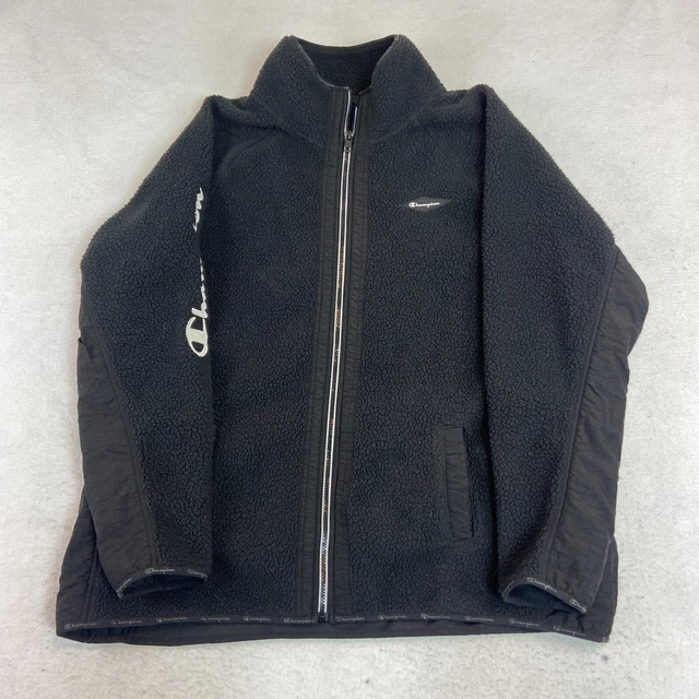 Champion Jacket Mens 2XL Black Sherpa Fleece Thick Full Zip Outdoor Warm Good