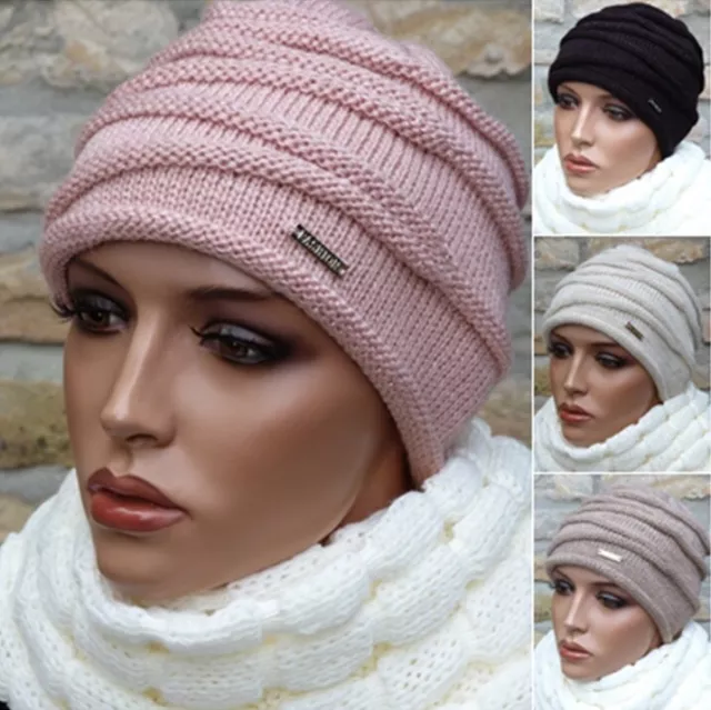 Schicke Damen Mütze Strickmütze Wintermütze beanie warm doppellagig Farbauswahl