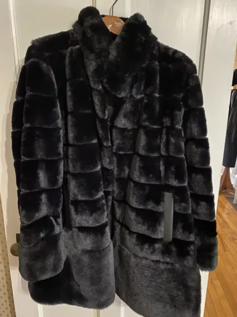 Jones NY Black Faux Fur Coat - NWT- Size XXL