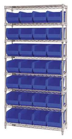 QUANTUM STORAGE SYSTEMS WR8-240BL Steel, Polypropylene Bin Shelving, 36 in W x