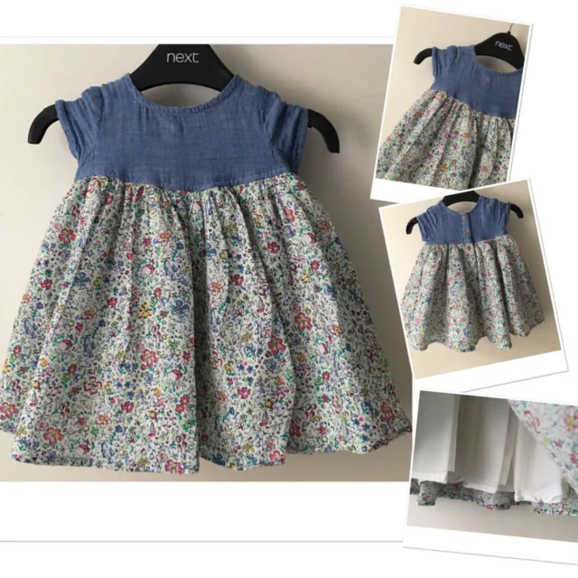 Next newborn baby girls floral mix lined  Dress 1 Month up to 10lb
