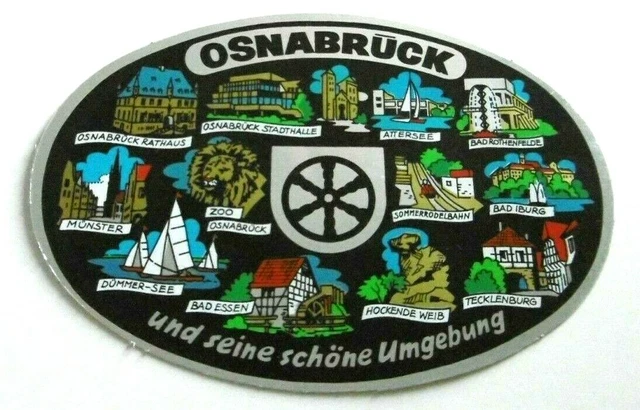Souvenir-Aufkleber Osnabrück Sehenswürdigkeiten Niedersachsen 70er Oldtimer