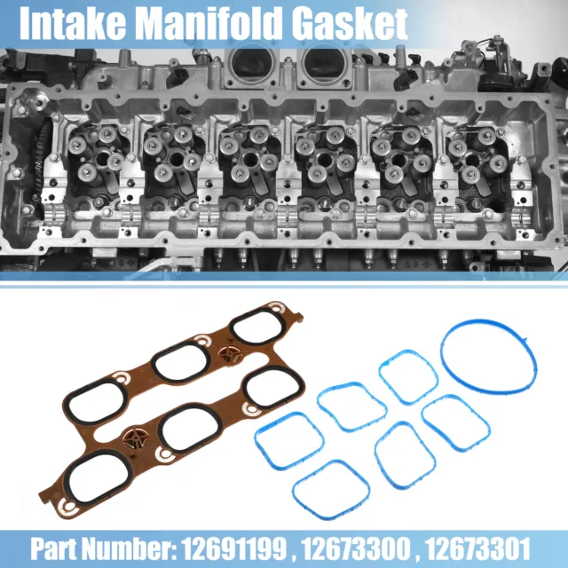 12673300 Engine Intake Manifold Upper Lower Gasket Set for GMC for Buick Brown