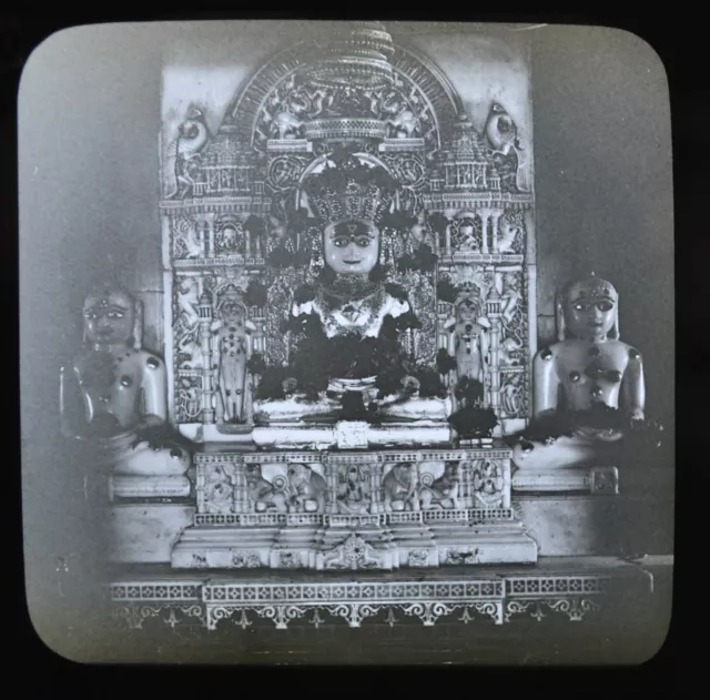 Scarce 1880/90s Glass Stereoview Photo India Ahmedabad Jain Idol Dunsterville