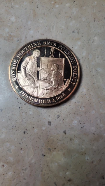 December 2, 1823 Monroe Doctrine Sets Foreign Policy Franklin Mint Bronze Coin