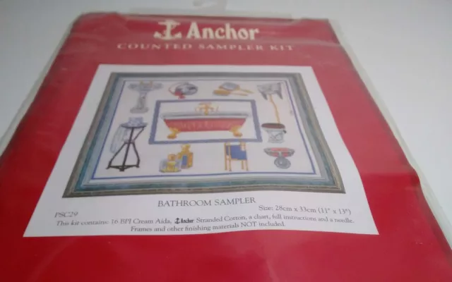 Vintage Anchor Clawfoot Bath Sampler Cross Stitch Embroidery Cotton Thread Kit