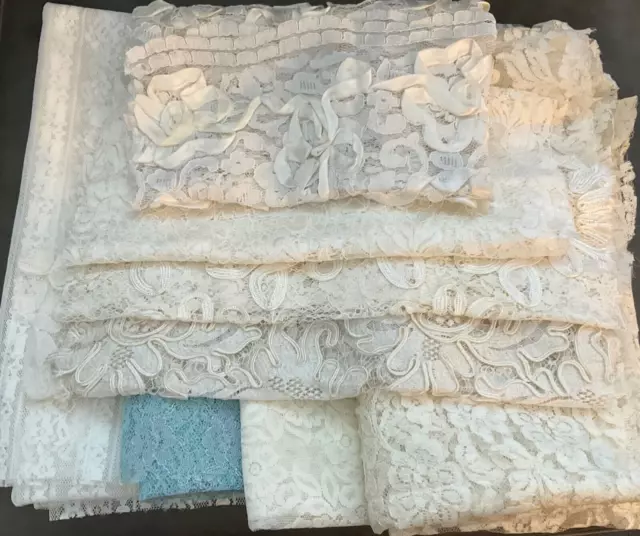 Vintage French Dolls Wedding Dress LACE Samples Remnants Yardage Lot