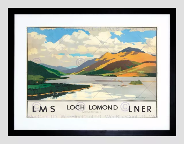 Travel Scotland Loch Lomond Rails Black Frame Framed Art Print Picture B12X7887