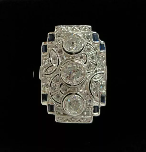 Edwardian Vintage Wedding Anniversary Ring 14k White Gold 2.41 Cubic Zirconia