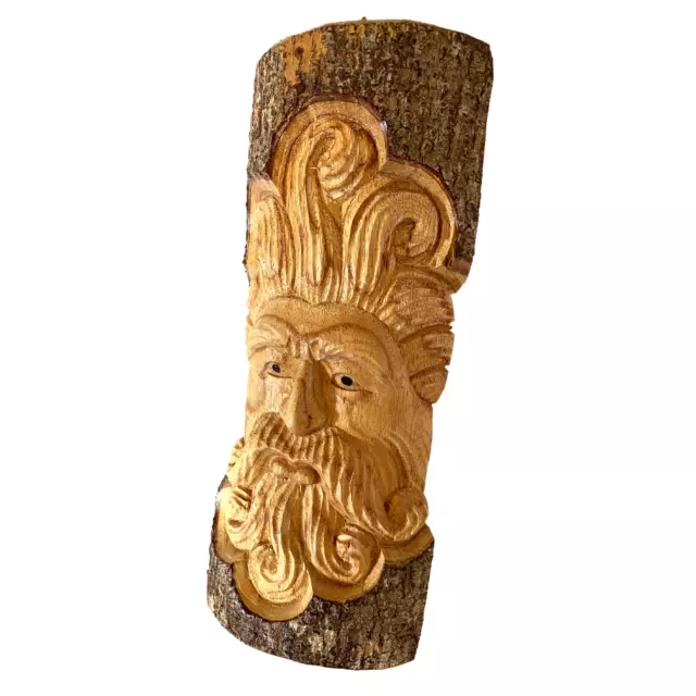 Tree Spirit Wizard Curly Mask wall sculpture Hand Carved Wood carving Bali art