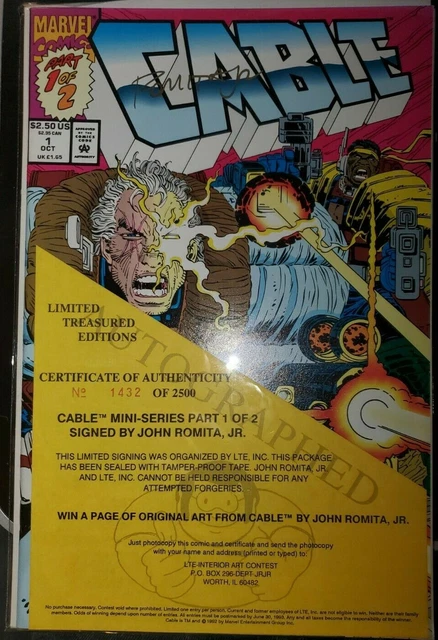Cable Blood & Metal #1 Signed John Romita Jr W/COA Marvel Comics Oct 1992 (VFNM)