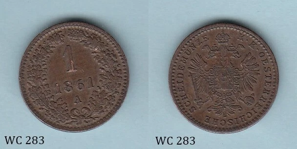 Austria Empire 1 Kreuzer 1861A (Franz Joseph I) Coin