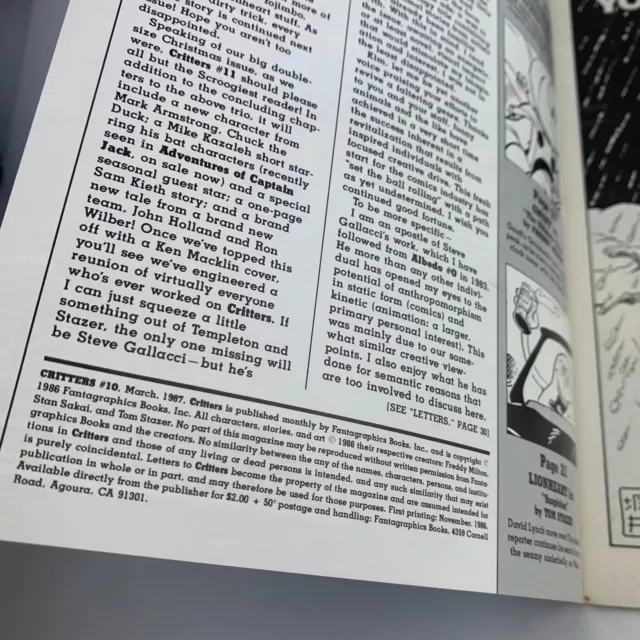Critters #10 Fantagraphics Books Copper Age 1987 VF Usagi Yojimbo by Stan Sakai 2