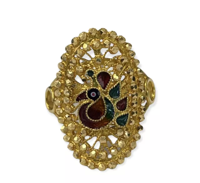 22 Karat Peacock Dome Yellow Gold Ring