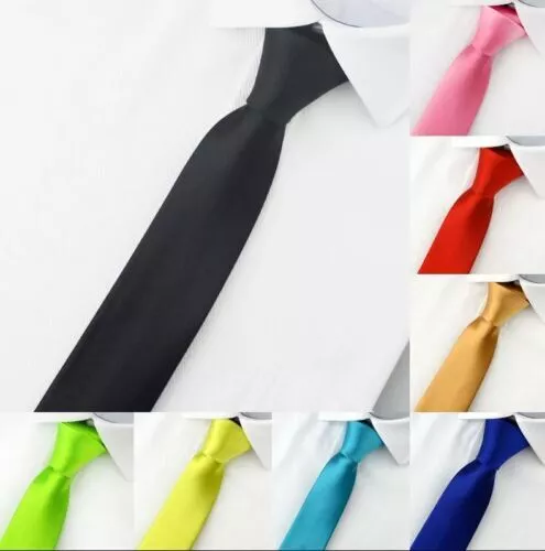 Premium Mens Tie Satin Plain Solid Classic Wedding Necktie