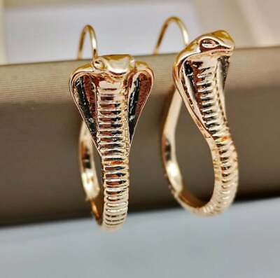 Pair Large Ethnic Cobra Snake Brass Earrings Belly Boho Hippie Gypsy Earring