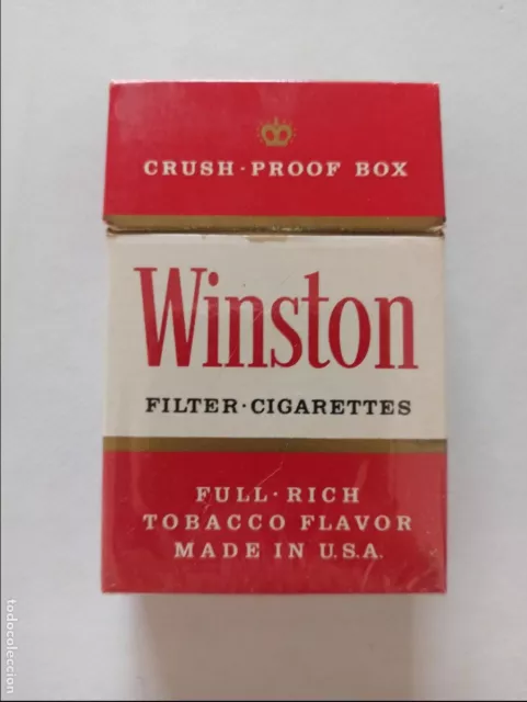 Antiguo Paquete De Tabaco Winston Vacio - Cajetilla Dura De Cigarrillos (Df)