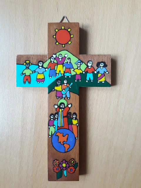 Kinderkreuz Aus Buche - Christliches Wandkreuz Mit Motiven - Ideal Für Taufe & Kommunion