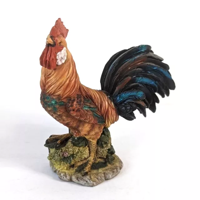 Vintage Resin Hand Painted Rooster Figurine Highly Detailed Farmhouse Style 6.5"