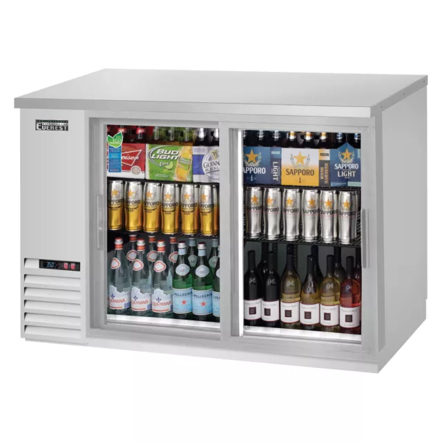 Everest EBB48G-SD-SS 49" Two Section Back Bar Cooler with Glass Door, 13.0 cu...