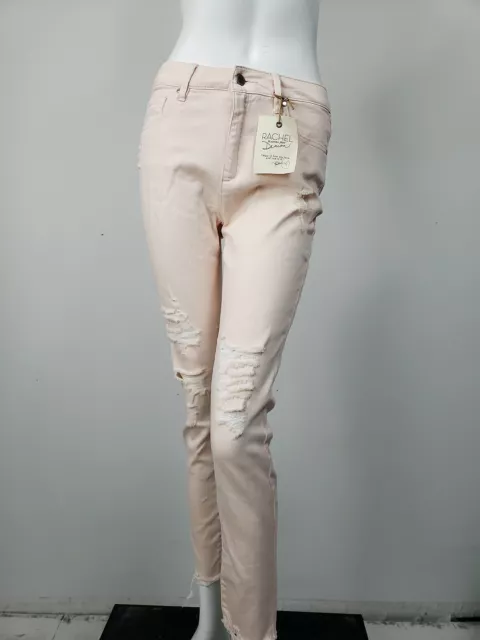 RACHEL ROY Icon Skinny Carnation Pink Denim Destroyed Detail Jeans sz 28 NWT $89