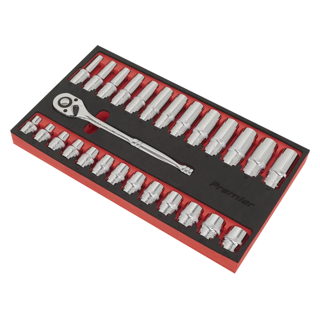 Sealey AK66723 Ratchet Wrench & Socket Set 27pc 1/2"Sq Drive