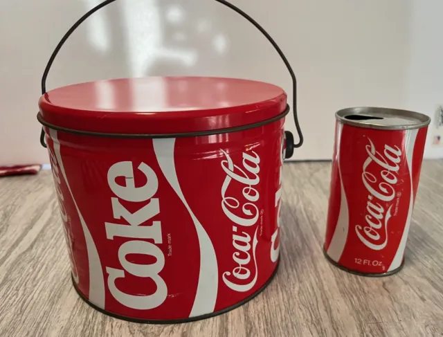 Coca Cola Tin Pail And Can